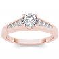 Solid 14K Rose Gold 1 Ct Round Cut Diamond Classic Solitaire Engagement Ring I2