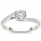 14K White Gold 1.00 Ct Round Cut Diamond Classic Solitaire Engagement Ring