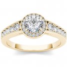 14K Yellow Gold 1 Ct Natural Round Cut Natural Diamond Halo Engagement Ring HI 14K Yellow Gold 1 Ct Natural Round Cut Natural Diamond Halo Engagement Ring HI