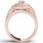 14k Rose Gold 1.00 Ct Natural Round Cut Diamond Halo Engagement Ring Set HI I2