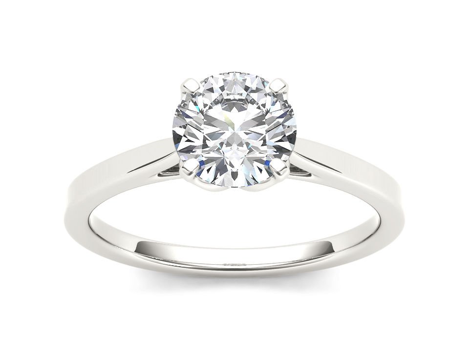 14K White Gold 1.00 Ct Natural Round Cut Diamond Solitaire Engagement Ring HI I2