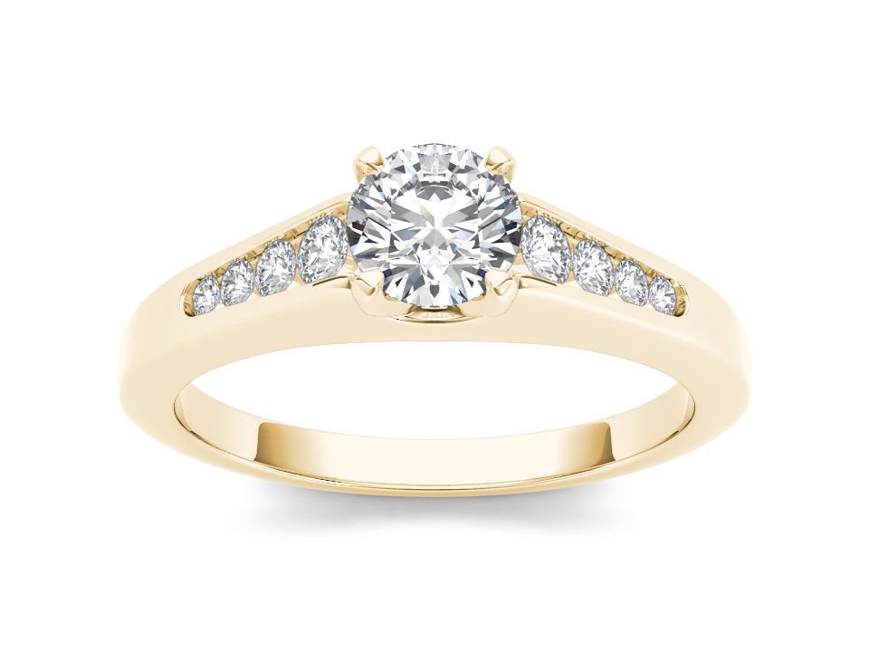 Solid 14K Yellow Gold 1 Ct Round Cut Diamond Classic Solitaire Engagement Ring
