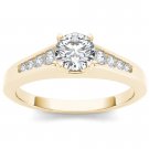 Solid 14K Yellow Gold 1 Ct Round Cut Diamond Classic Solitaire Engagement Ring