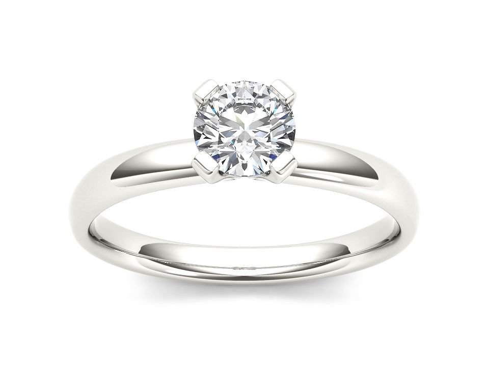 14k White Gold 1.00 Ct Round Cut Diamond Bold Solitaire Engagement Ring HI I2