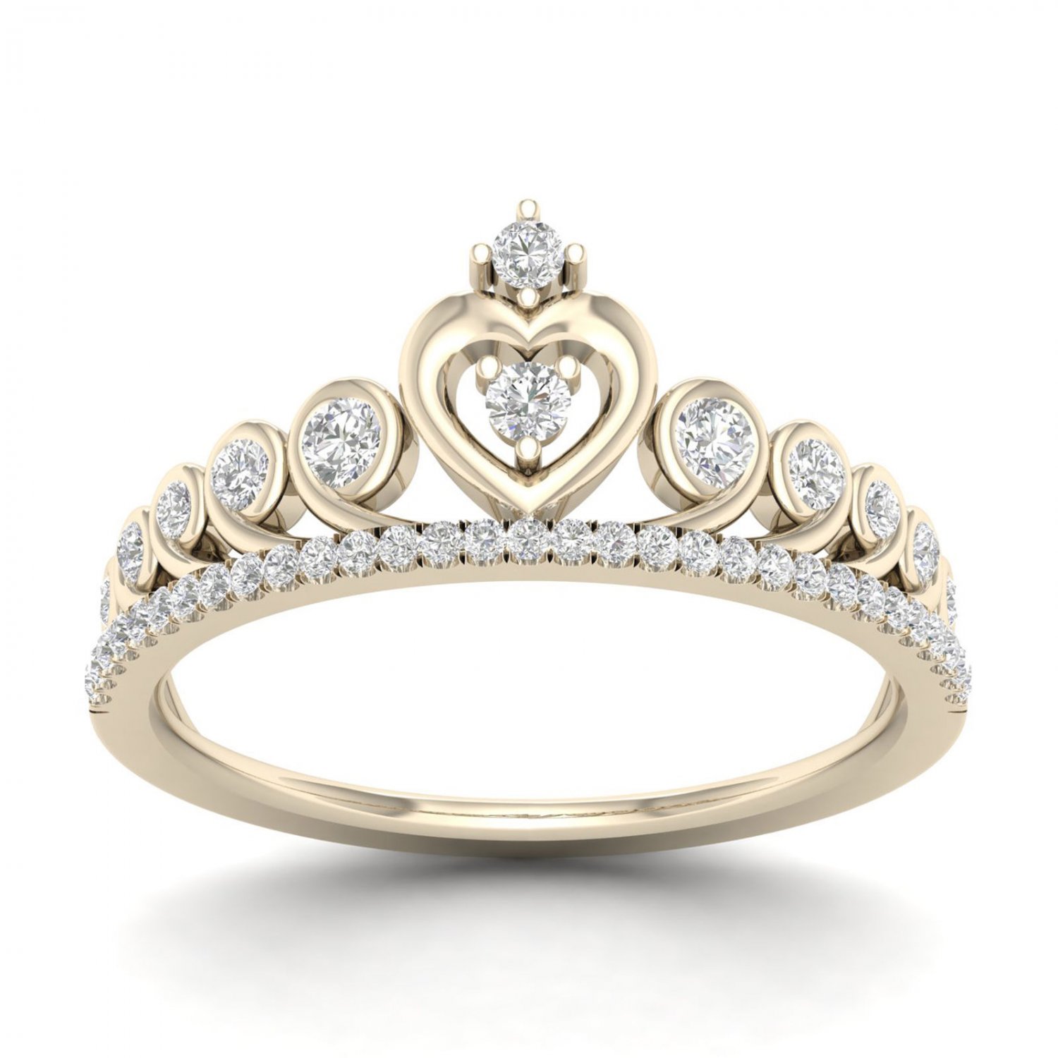 10k Yellow Gold 0.25 Ct TDW Diamond  Crown Fashion Ring (I-J, I2)