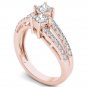 14K Rose Gold 1.00 Ct Princess Cut Diamond Two Stone Engagement Ring