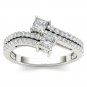 0.75 Ct Solid 14K White Gold Princess Cut Diamond Two Stone Engagement Ring