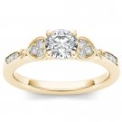 14k Yellow Gold 0.75 Ct Round Cut Diamond Classic Three Stone Engaement Ring HI
