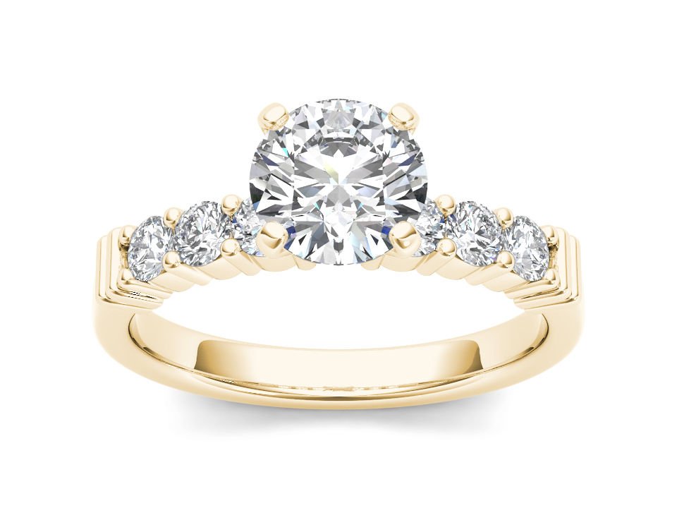 14K YellowGold 0.87 Ct Round Cut Diamond Classic Solitaire Engagement Ring