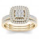 0.50 Ct 14K Yellow Gold Natural Round Cut Diamond Cluster Engagement Ring Set 0.50 Ct 14K Yellow Gold Natural Round Cut Diamond Cluster Engagement Ring Set