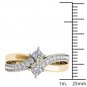 Solid 14K Yellow Gold 0.75 Ct Princess Cut Diamond Two Stone Engagement Ring