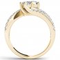Genuine 14K Yellow Gold 1.00 Ct Round Cut Diamond Two Stone Engagement Ring
