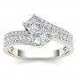 1.00 Ct Solid 14K White Gold Princess Cut Diamond Two Stone Engagement Ring