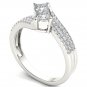 1.00 Ct Solid 14K White Gold Princess Cut Diamond Two Stone Engagement Ring