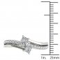 Genuine 14K White Gold 0.60 Ct Princess Cut Diamond Two Stone Engagement Ring