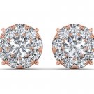 Solid 10k Rose Gold 1.25 Ct Round Cut Diamond Stud Earrings HI I2 Pushback Solid 10k Rose Gold 1.25 Ct Round Cut Diamond Stud Earrings HI I2 Pushback