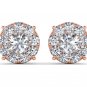 Solid 10k Rose Gold 1.25 Ct Round Cut Diamond Stud Earrings HI I2 Pushback