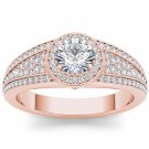 Real 14K Rose Gold 1.00 Ct Natural Round Cut Diamond Halo Engagement Ring HI I2 Real 14K Rose Gold 1.00 Ct Natural Round Cut Diamond Halo Engagement Ring HI I2