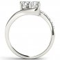 1.00 Ct Solid 14K White Gold Round Cut Diamond Two Stone Engagement Ring