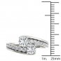 1.00 Ct Solid 14K White Gold Round Cut Diamond Two Stone Engagement Ring