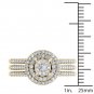 14K Yellow Gold 0.50 Ct Natural Round Cut Diamond Halo Engagament Ring Set