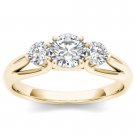 14K Yellow Gold 1.00 Ct Natural Round Cut Diamond Three Stone Engagement Ring HI 14K Yellow Gold 1.00 Ct Natural Round Cut Diamond Three Stone Engagement Ring HI