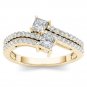0.75 Ct Solid 14K Yellow Gold Princess Cut Diamond Two Stone Engagement Ring
