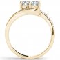 1.00 Ct Solid 14K Yellow Gold Round Cut Diamond Two Stone Engagement Ring