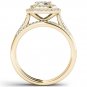 10k Yellow Gold 0.50Ct Natural Diamond Cluster Halo Engagement Ring Set HI,I2