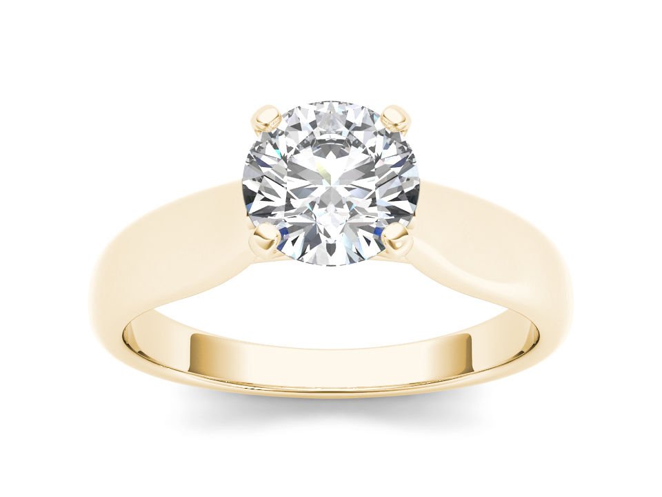 14K YellowGold 0.75 Ct Natural Round Cut Diamond Solitaire Engagement Ring HI