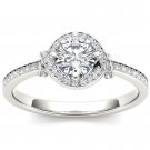 Solid 14k White Gold 0.75 Ct Natural Round Cut Diamond Halo Engaement Ring HI I2