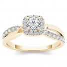 Solid 14k Yellow Gold 0.75Ct Diamond Halo Engagement Ring (HI,I2)
