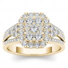 14k Yellow Gold 1Ct Natural Diamond Halo Engagement Ring Set HI,I2 14k Yellow Gold 1Ct Natural Diamond Halo Engagement Ring Set HI,I2