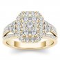 14k Yellow Gold 1Ct Natural Diamond Halo Engagement Ring Set HI,I2