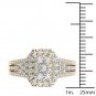 14k Yellow Gold 1Ct Natural Diamond Halo Engagement Ring Set HI,I2
