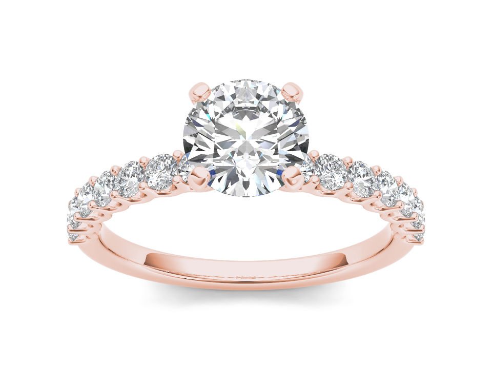 14K Rose Gold 0.998 Ct Round Cut Diamond Classic Solitaire Engagement Ring HI