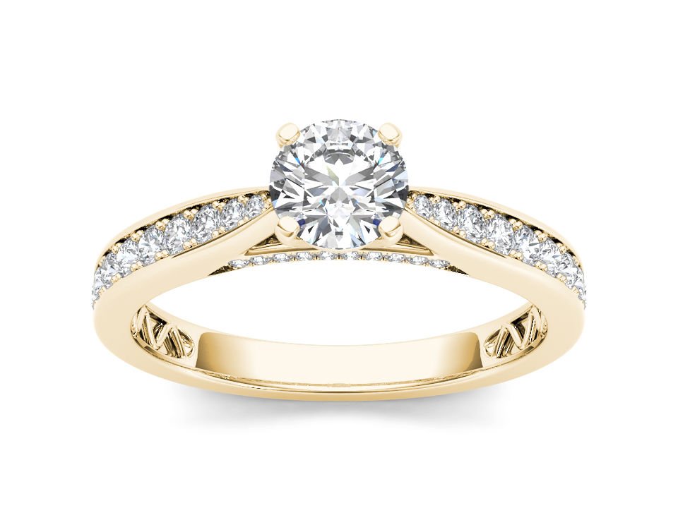 Solid 14k Yellow Gold 1.00Ct Round Cut Diamond Classic Solitaire Engagement Ring