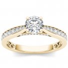 Solid 14k Yellow Gold 1.00Ct Round Cut Diamond Classic Solitaire Engagement Ring