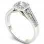 14k White Gold 0.51Ct Natural Diamond Round Stone Halo Engagement Ring Set HI,I2