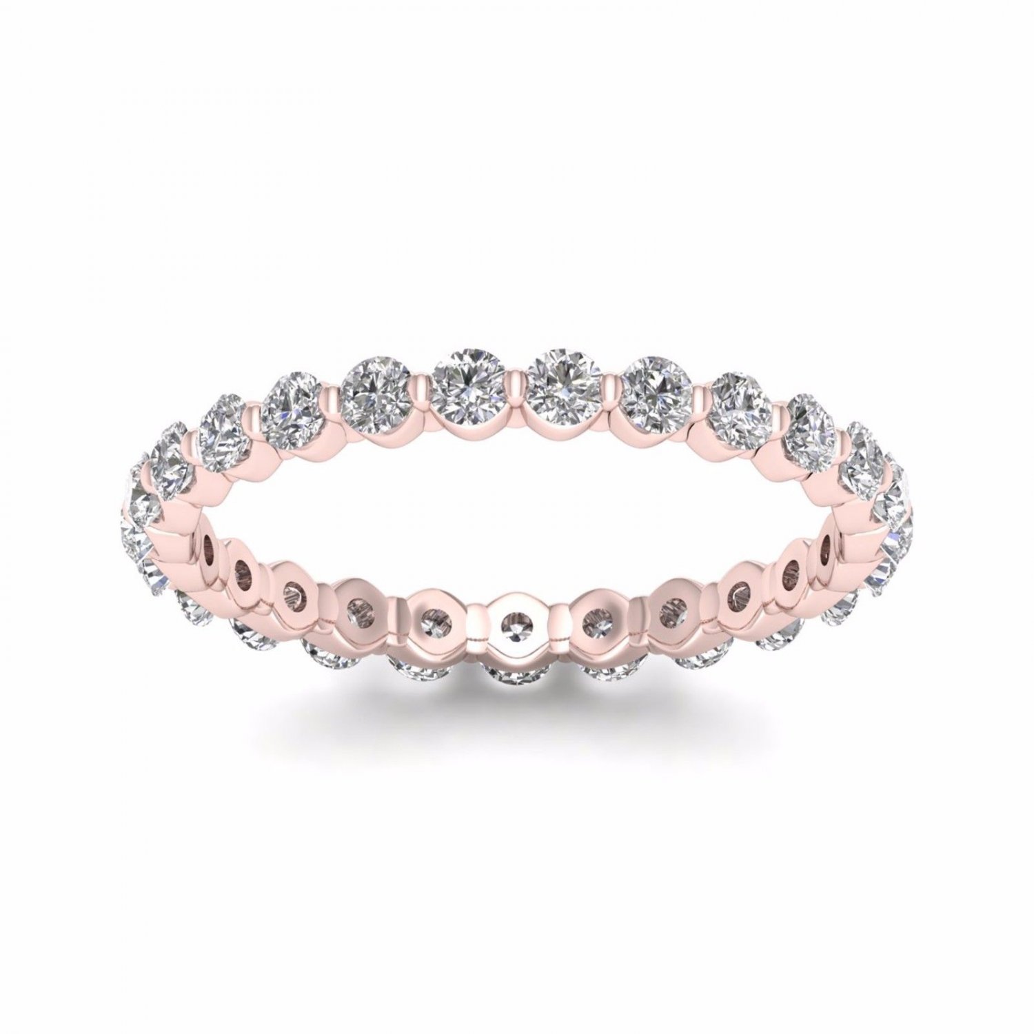 1.00 Ct Round Cut Diamond Women's Eternity Band in 14k Rose Gold (H-I, I2)