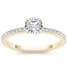 Solid 14K Yellow Gold 0.75 Ct Natural Diamond Classic Solitaire Engagement Ring