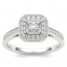 14k White Gold 0.50 Ct Princess Cut Diamond Halo Engagement Ring HI I2 Size 7 14k White Gold 0.50 Ct Princess Cut Diamond Halo Engagement Ring HI I2 Size 7