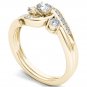 10k Yellow Gold 0.50Ct Natural Round Cut Diamond Three Stone Engagement Ring Set