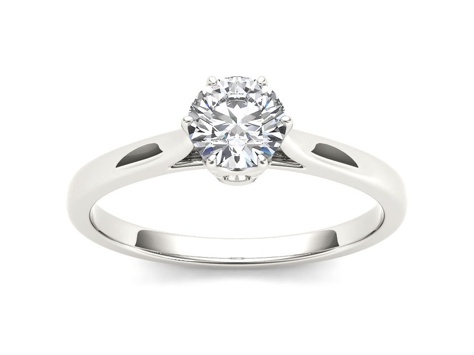 14K White Gold 0.75 Ct Natural Round Cut Diamond Solitaire Engagement Ring HI I2