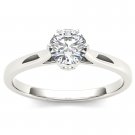 14K White Gold 0.75 Ct Natural Round Cut Diamond Solitaire Engagement Ring HI I2