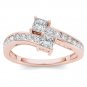 Solid 14K Rose Gold 1.00 Ct Princess Cut Diamond Two Stone Engagement Ring