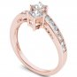 Solid 14K Rose Gold 1.00 Ct Princess Cut Diamond Two Stone Engagement Ring