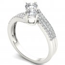 Solid 14K White Gold 1.00 Ct Round Cut Diamond Two Stone Engagement Ring