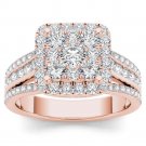 14k Rose Gold 1.50 Ct Natural Round Cut Diamond Halo Engagement Ring HI I2
