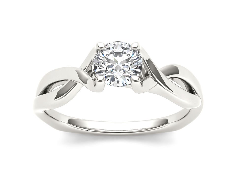 14K White Gold 0.50 Ct Natural Round Cut Diamond Solitaire Engagement Ring HI I2